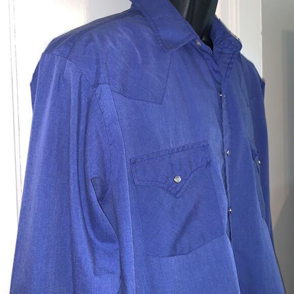 Vtg Plains Western Wear blue snap up shirt - Picture 5 of 10